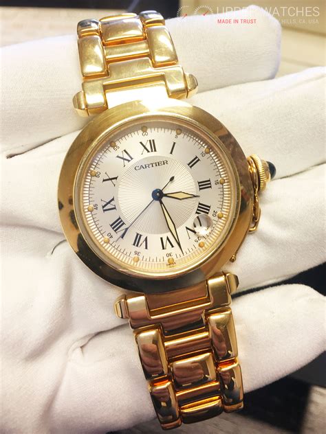 gold.cartier watch|cartier 18k gold watch price.